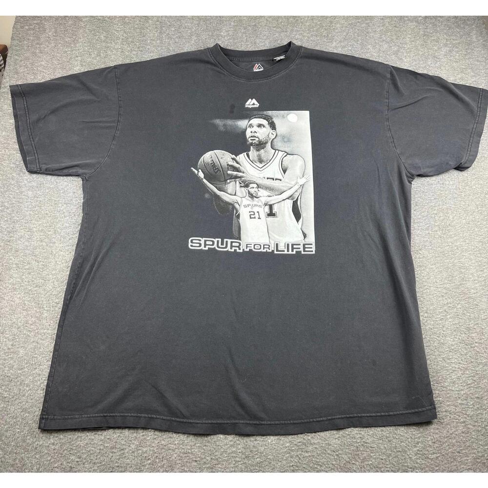 Majestic Spurs Basketball Graphic T-Shirt 3XT Tall Black Cotton